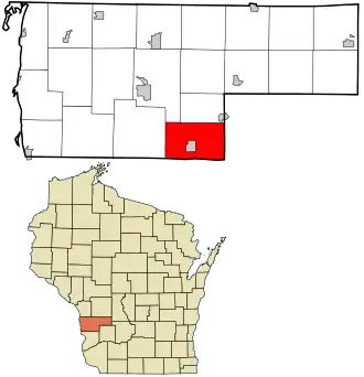 Location in Vernon County and the state of Wisconsin