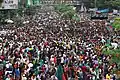 People celebrating Sheikh Hasina's resignation at Shahbag
