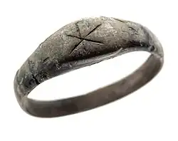 Silver ring with Chi Rho symbol found at a Christian burial site in Late Roman Tongeren (Belgium), 4th century AD, Gallo-Roman Museum (Tongeren)