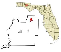 Location in Washington County and the state of Florida