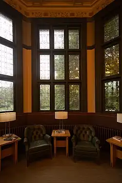 Some single-seated sofas on the second floor