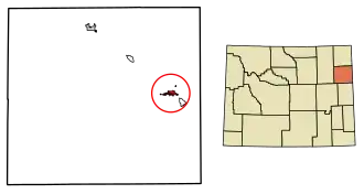 Location of Newcastle in Weston County, Wyoming