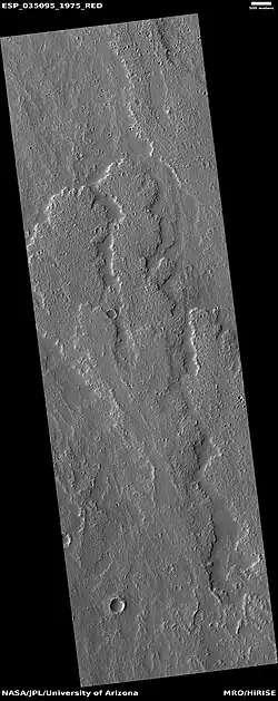Lava flow in Tharsis quadrangle, as seen by HiRISE under HiWish program