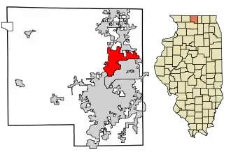 Location of Machesney Park in Winnebago County, Illinois.