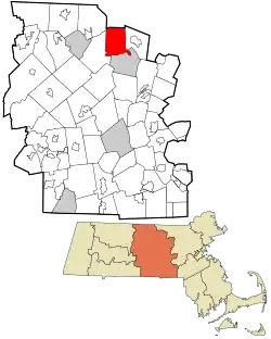 Location in Worcester County and the state of Massachusetts