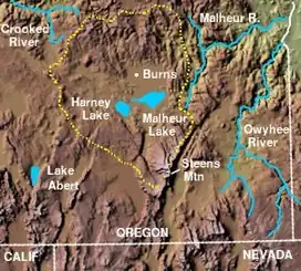 Harney Basin, Steens Mountain, Owyhee and Malheur River.[83]