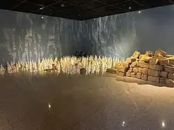Installation, mud bricks, 280 pieces of Ottogi in Korean paper (28cm (h)). Exhibition View of ‘Motherhood 母性’, Sookmyung Women’s University Moonshin Art Museum, Seoul, 2023
