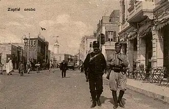 An Italian Carabiniere and a Libyan Zaptié patrolling in Tripoli, 1914