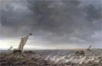 Sailing and Row boats in an Estuary (1640), oil on panel, 77 x 116&nbsp;cm., Museum De Lakenhal