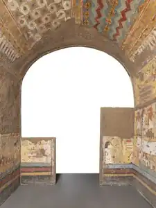 The entrance wall of the chapel
