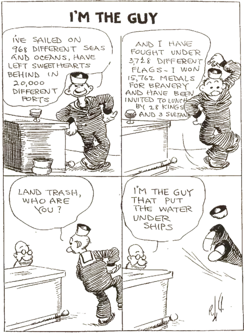 A cartoon of a sailor