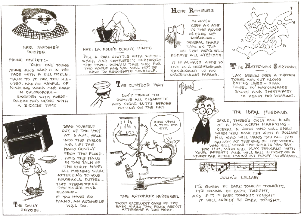 A series of cartoons appealing to women’s interests