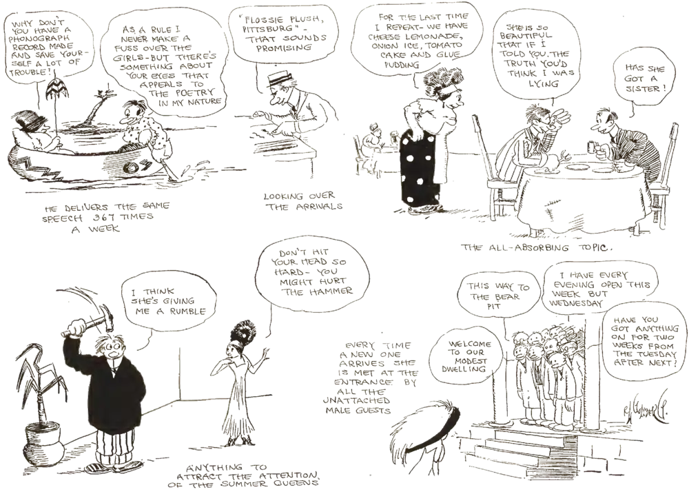 A series of cartoons about men being attracted to women