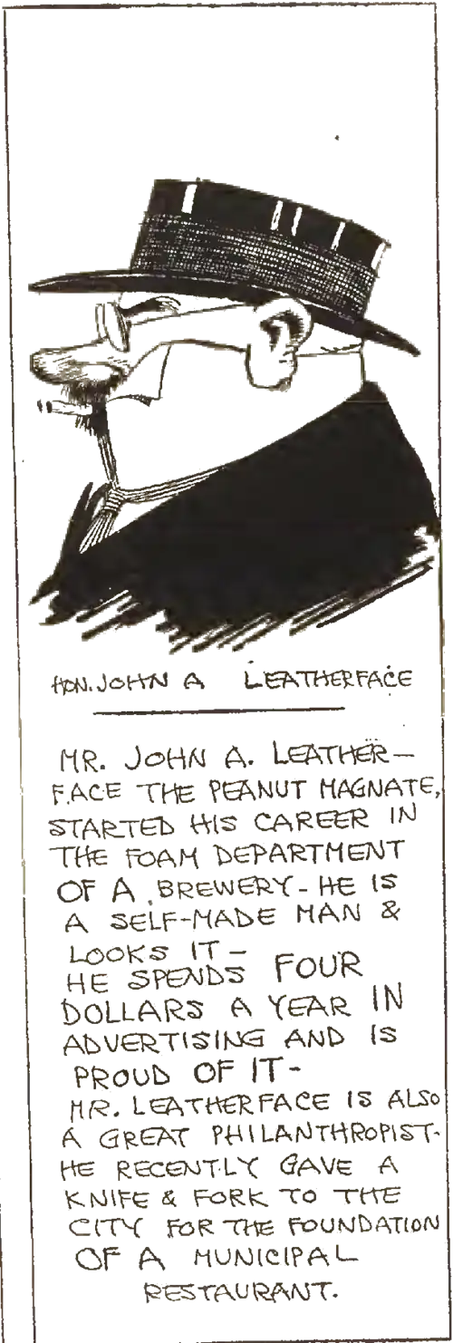 A cartoon of a man who is a peanut magnate