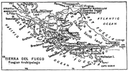 Map of Tierra del Fuego.