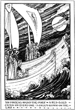 SIX MAIDENS ROUND THE MAST—A RED GOLD CROWN ON EVERY ONE A GREEN GOWN ON THE LAST