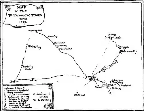 Map of the Pickwick Tours—1827.