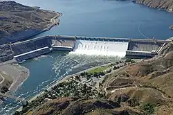 Photograph of the Grand Coulee Dam on the Columbia River in Washington.