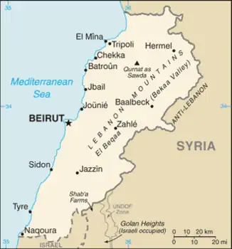 map of Lebanon