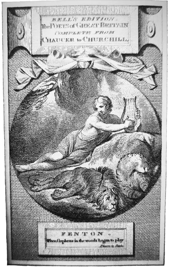 Frontispiece from 'The Poetical Works of Elijah Fenton, published in 1779, as part of Bell's Edition of 'The Poets of Great Britain'