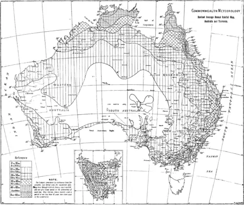 Revised Average Annual Rainfall Map Australia and Tasmania