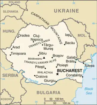 map of Romania