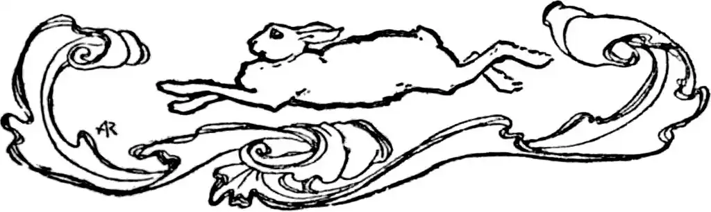 image of hare at end of chapter IV by Arthur Rackham