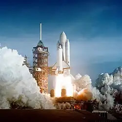 Photograph of the Space Shuttle Columbia launching
