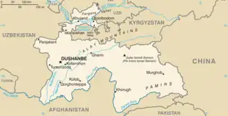 map of Tajikistan