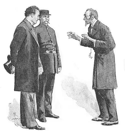 Illustration of Hewitt and Nettings speaking to the landlord
