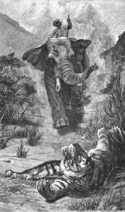 "BISGAUM CHARGES THE DYING TIGER."