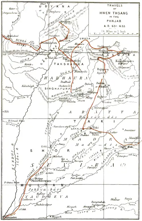 Travels of Hwen Thsang in the Panjab, A.D. 631-633