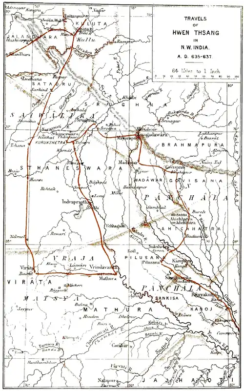 Travels of Hwen Thsang in N.W. India, B.C. 635-637
