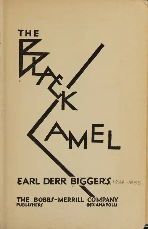 Title page from 'The Black Camel' by Earl Derr Biggers, published in 1929