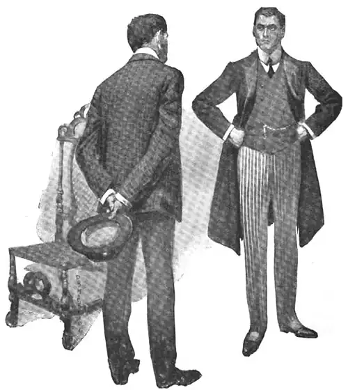 Illustration of a man in a diffident posture facing a man with his hands on his hips