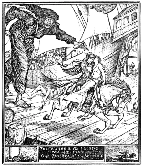 Fet-Fruners and Iliane escape from the Mother of the Genius