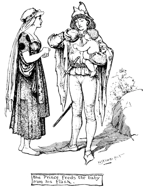 The Prince feeds the Baby from his Flask
