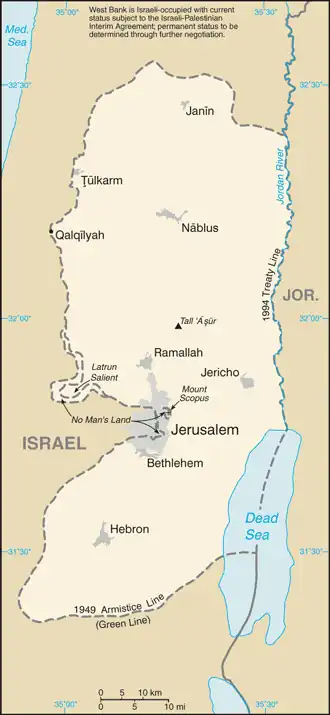 map of West Bank