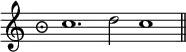 { \override Score.TimeSignature #'style = #'neomensural \time 9/4 \cadenzaOn c''1. d''2 c''1 \bar "||" }