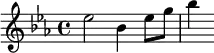 { \time 4/4 \key ees \major \relative e'' { ees2 bes4 ees8 g | bes4 } }