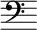 { \override Score.TimeSignature #'stencil = ##f \clef bass { s4 } }