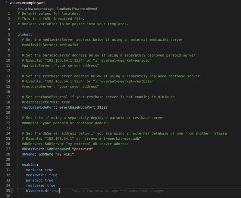 Editing values.example.yaml