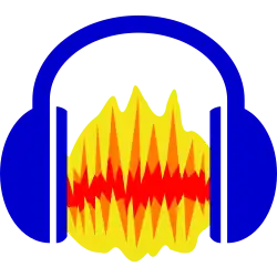 An icon with headphones that have a compression wave between them