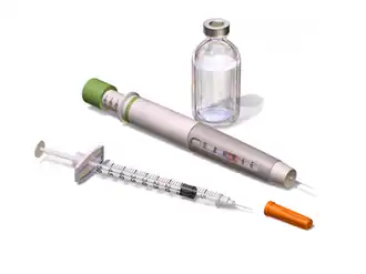 Insulin pen and syringe.