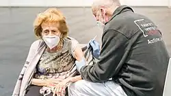 COVID-19 vaccination center, fair grounds Cologne, 1st vaccination