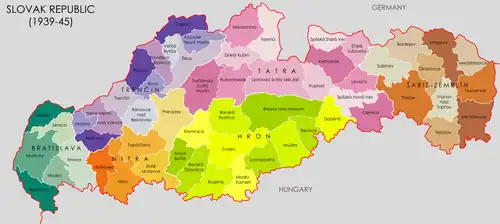 Color-coded map of the Slovak Republic