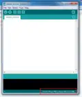 After both selections are made, you should see the model number and port on the bottom right side of the Arduino window.