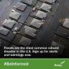 Aerial view of a flooded suburban neighborhood. Floods are the most common natural disaster in the US. Sign up for alerts and warnings now. #BeInformed